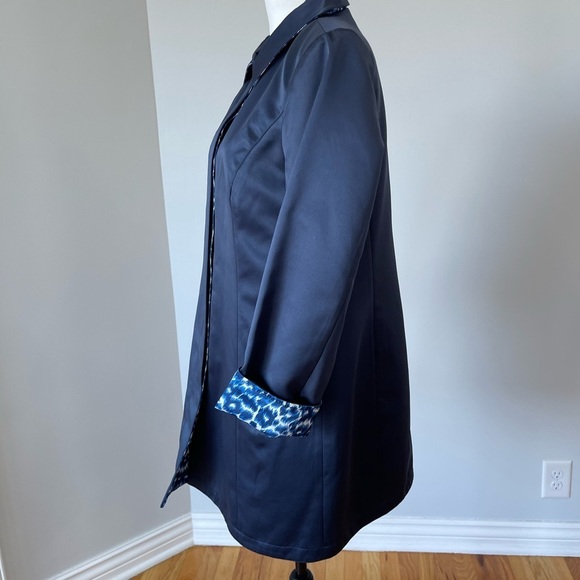 Dennis by Dennis Basso blue and leopard cheetah reversible dress coat size S - Picture 7 of 16